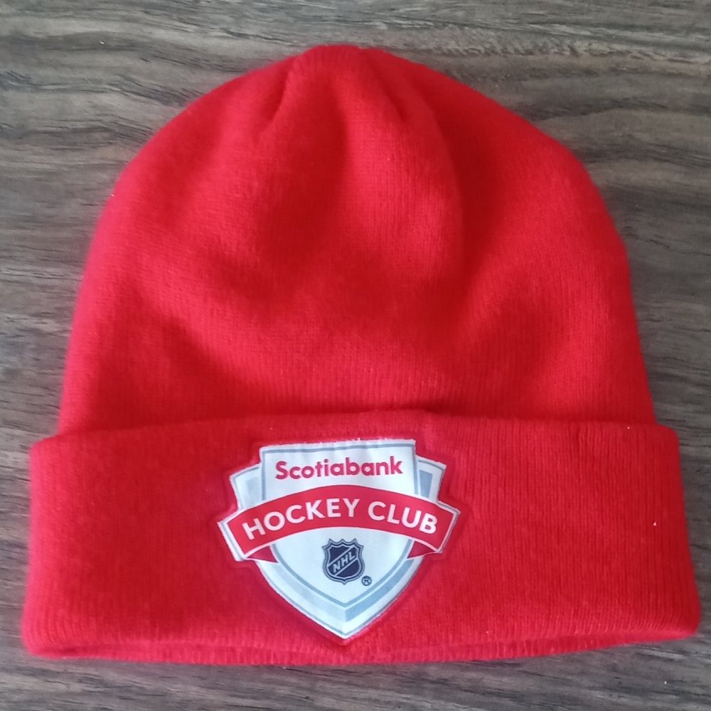Scotia Bank Hockey Club NHL Hat Cap Toque Acrylic Knit Beanie Red Unisex